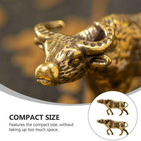 2pcs Year of the Ox Zodiac Bull Figurine Keychain Pendant Keyring Accessories